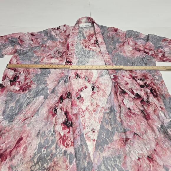 Serengeti Womens Large Open Front Lace Top Cover Up Topper Floral Sheer Vacation - Picture 8 of 11